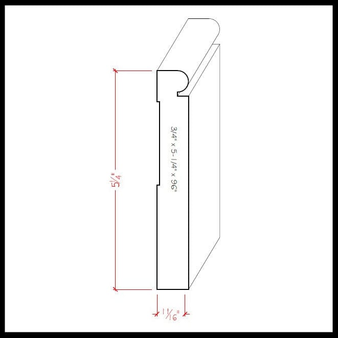 EWBB26 Beaded 5-1/4 inch Tall Baseboard Moulding | The Carpentry Shop Co.