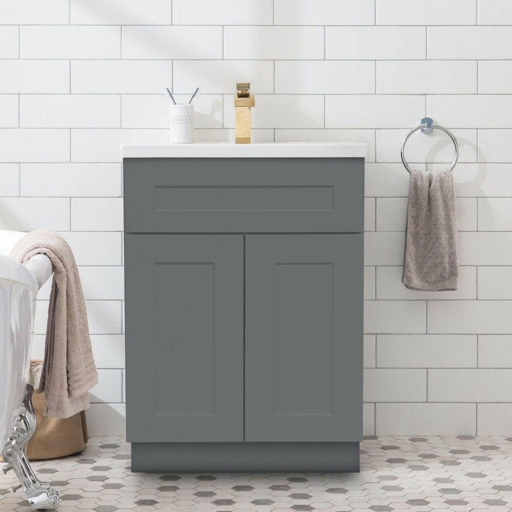 Everyday Cabinets 27 inch Gray Shaker Single Sink Bathroom Vanity Cabinet Gray Shaker Grey Size Single Vanities