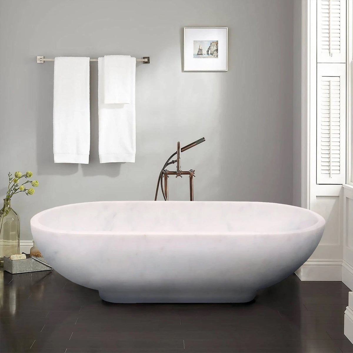 Villohome | Online Flooring Shop Bathtubs Marble / (W)30" (L)70" (H)20" / Honed Bianco Carrara White Marble Bathtub Hand-carved from Solid Marble Block (W)30" (L)70" (H)20" Bianco Carrara White Marble Bathtub Hand-carved from Solid Marble Block (W)30" (L)70" (H)20"
