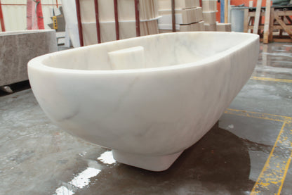 Villohome | Online Flooring Shop Bathtubs Marble / (W)30" (L)70" (H)20" / Honed Bianco Carrara White Marble Bathtub Hand-carved from Solid Marble Block (W)30" (L)70" (H)20" Bianco Carrara White Marble Bathtub Hand-carved from Solid Marble Block (W)30" (L)70" (H)20"