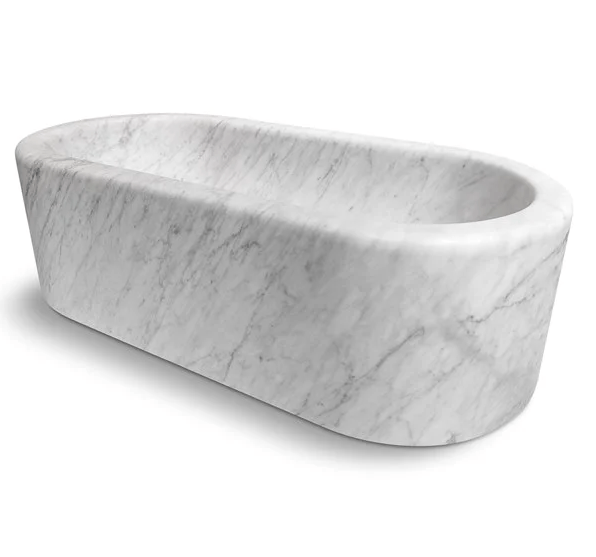 Villohome | Online Flooring Shop Bathtubs Marble / (W)32" (L)70" (H)20" / Polished Imperial White Marble Bathtub Hand-carved from Solid Marble Block (W)32" (L)70" (H)20" Imperial White Marble Bathtub Hand-carved from Solid Marble Block (W)32" (L)70" (H)20"