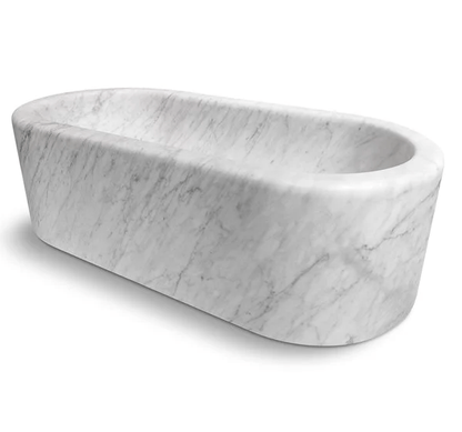 Villohome | Online Flooring Shop Bathtubs Marble / (W)32" (L)70" (H)20" / Polished Imperial White Marble Bathtub Hand-carved from Solid Marble Block (W)32" (L)70" (H)20" Imperial White Marble Bathtub Hand-carved from Solid Marble Block (W)32" (L)70" (H)20"