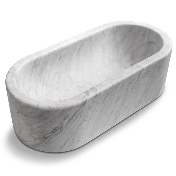 Villohome | Online Flooring Shop Bathtubs Marble / (W)32" (L)70" (H)20" / Polished Imperial White Marble Bathtub Hand-carved from Solid Marble Block (W)32" (L)70" (H)20" Imperial White Marble Bathtub Hand-carved from Solid Marble Block (W)32" (L)70" (H)20"