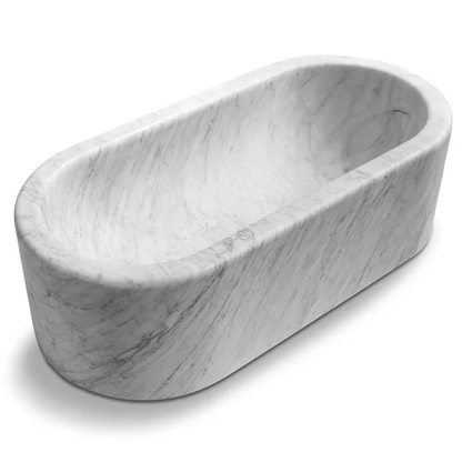 Villohome | Online Flooring Shop Bathtubs Marble / (W)32" (L)70" (H)20" / Polished Imperial White Marble Bathtub Hand-carved from Solid Marble Block (W)32" (L)70" (H)20" Imperial White Marble Bathtub Hand-carved from Solid Marble Block (W)32" (L)70" (H)20"
