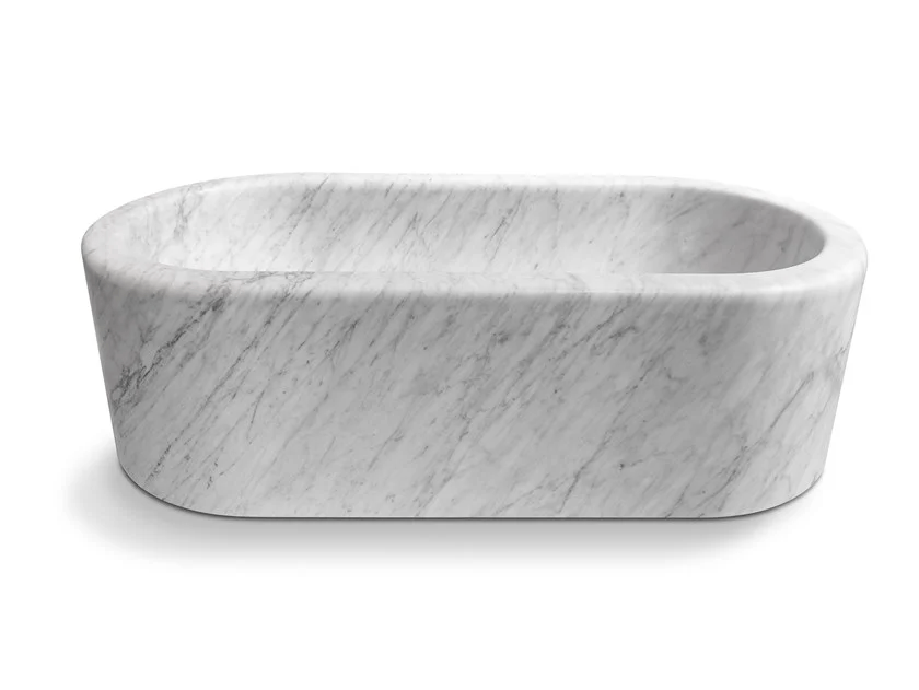 Villohome | Online Flooring Shop Bathtubs Marble / (W)32" (L)70" (H)20" / Polished Imperial White Marble Bathtub Hand-carved from Solid Marble Block (W)32" (L)70" (H)20" Imperial White Marble Bathtub Hand-carved from Solid Marble Block (W)32" (L)70" (H)20"