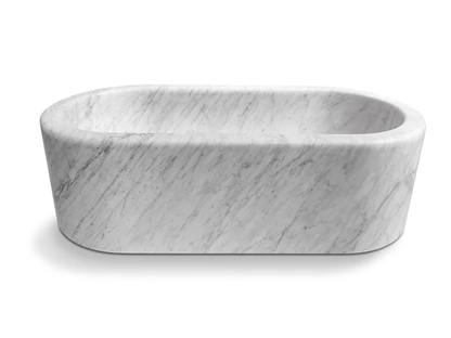 Villohome | Online Flooring Shop Bathtubs Marble / (W)32" (L)70" (H)20" / Polished Imperial White Marble Bathtub Hand-carved from Solid Marble Block (W)32" (L)70" (H)20" Imperial White Marble Bathtub Hand-carved from Solid Marble Block (W)32" (L)70" (H)20"