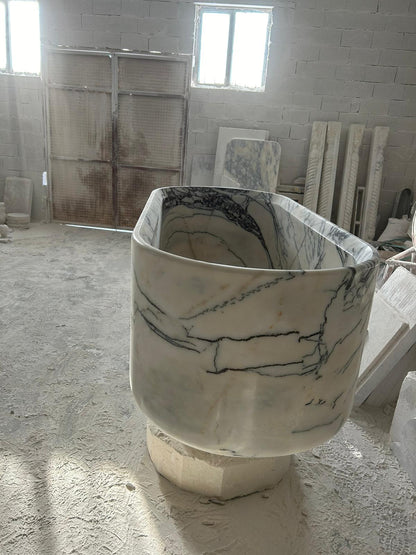 Villohome | Online Flooring Shop Bathtubs Marble / (W)32" (L)73" (H)24" / Polished New York Marble Bathtub Hand-carved from Solid Marble Block (W)32" (L)73" (H)24" New York Marble Bathtub Hand-carved from Solid Marble Block (W)32" (L)73" (H)24"