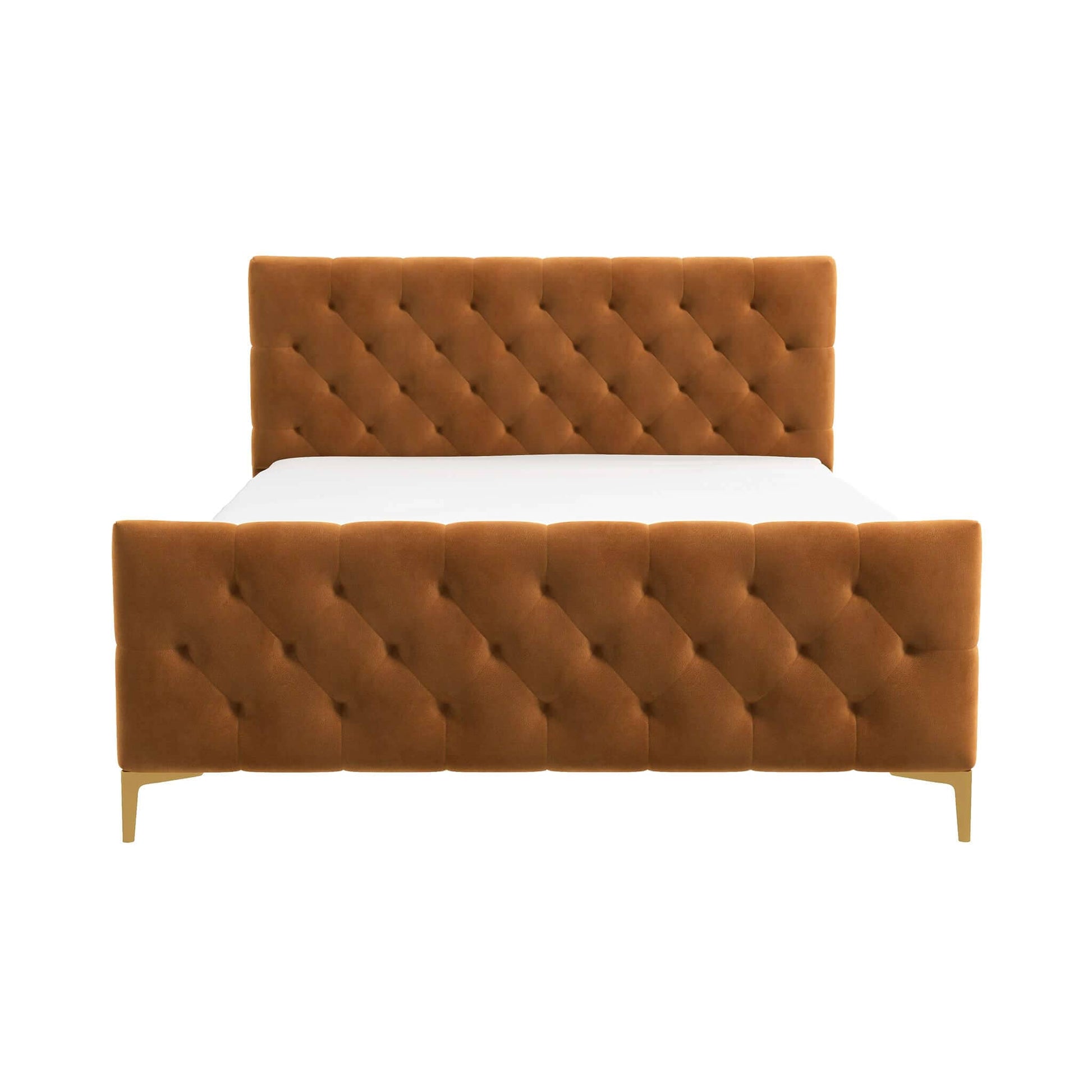 Ashcroft Furniture Co Bed Queen / Cognac Bailey  Mid Century Modern Queen// King Cognac Velvet Upholstered Platform Bed