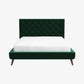 Ashcroft Furniture Co Bed Dillon Mid-Century Modern Dark Green Velvet Platform Bed(Queen Size)