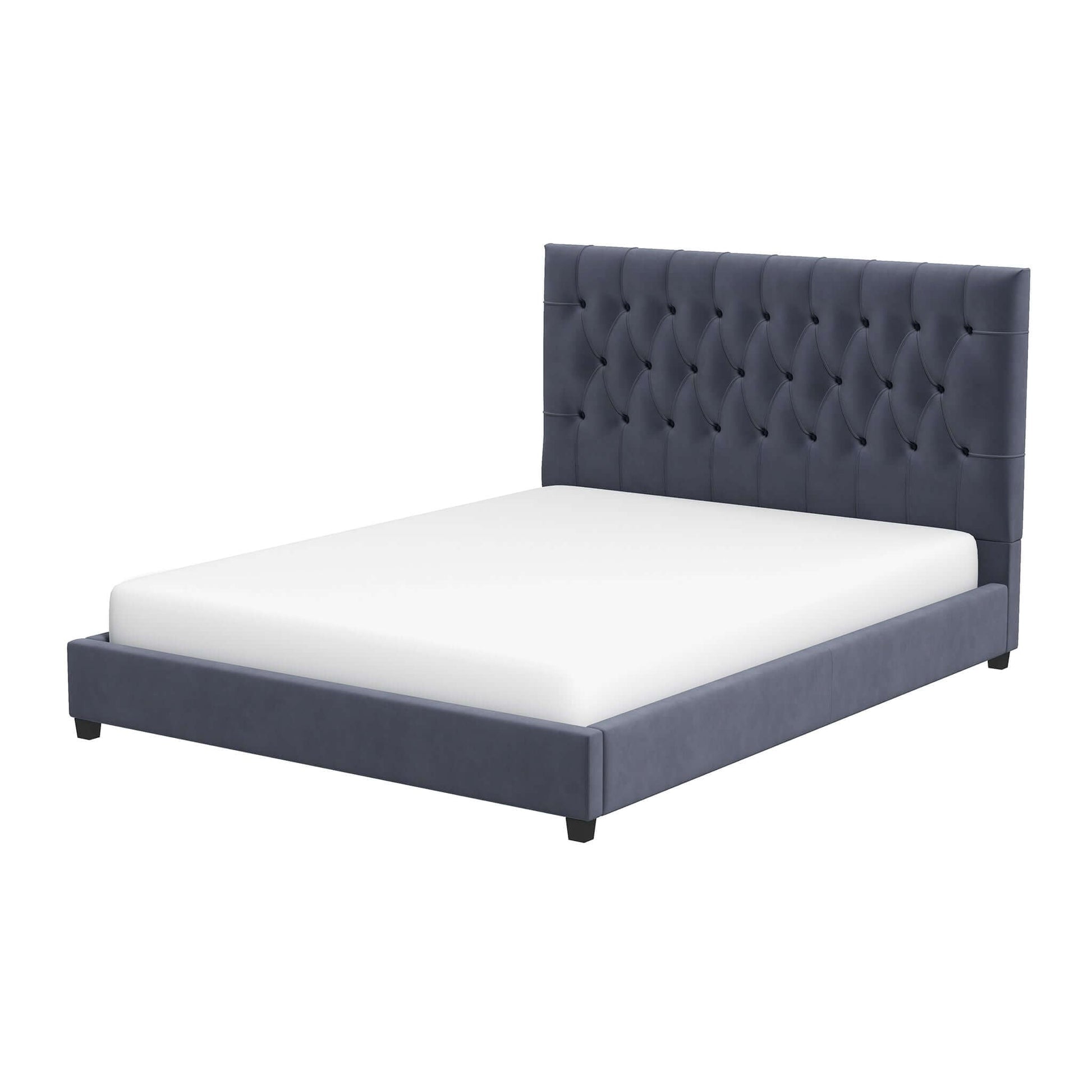 Ashcroft Furniture Co Bed Donald Mid Century Modern Grey Velvet Platform Bed