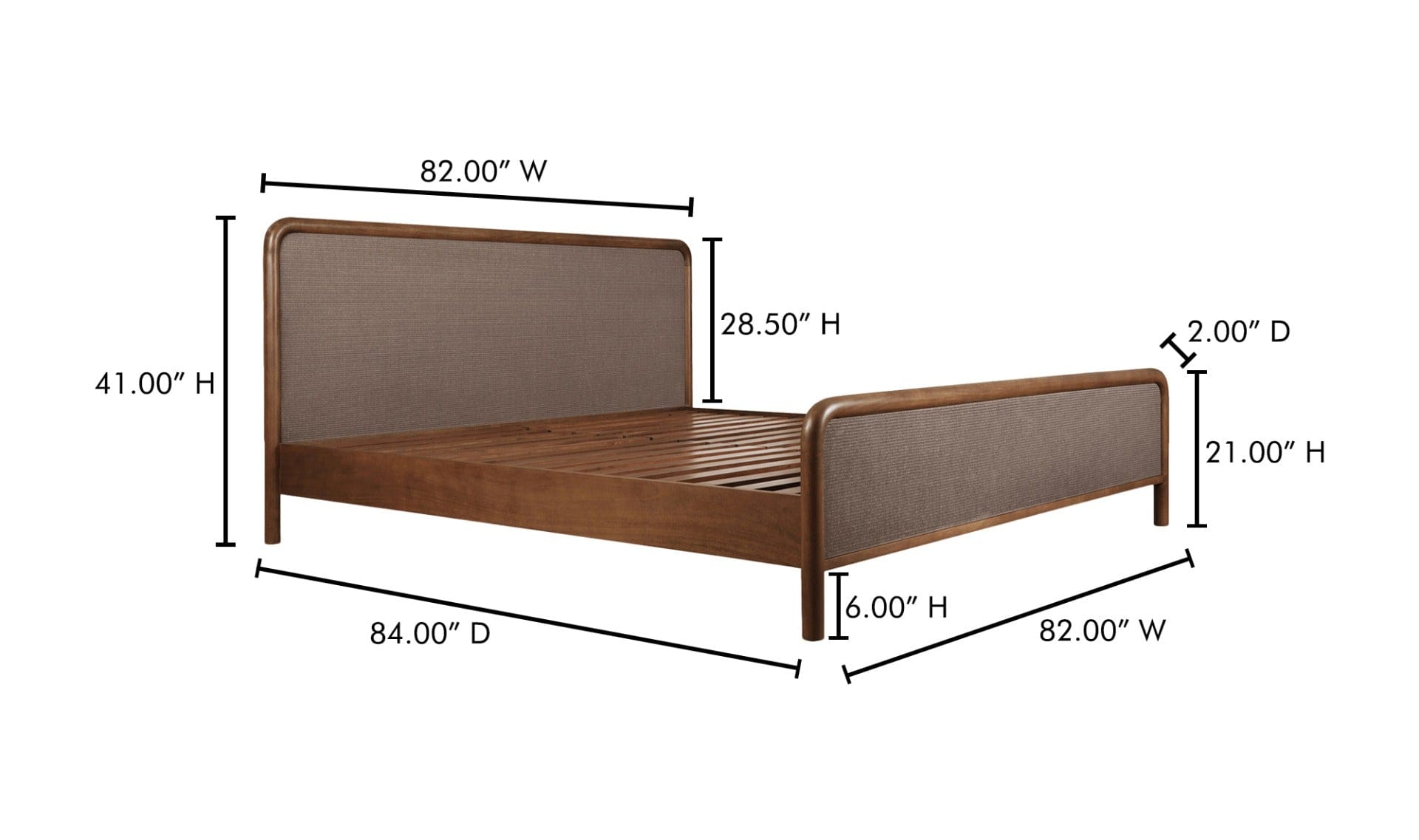 Moe's Home Collection Bed Rye King Bed Warm Brown Rye King Bed Warm Brown