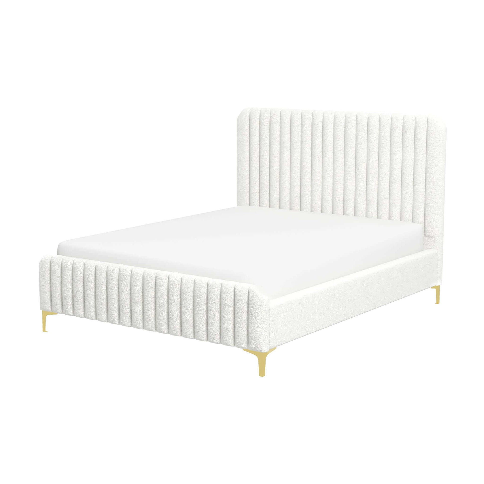Ashcroft Furniture Co Bed Valery Queen / King Size Cream Boucle Platform Bed