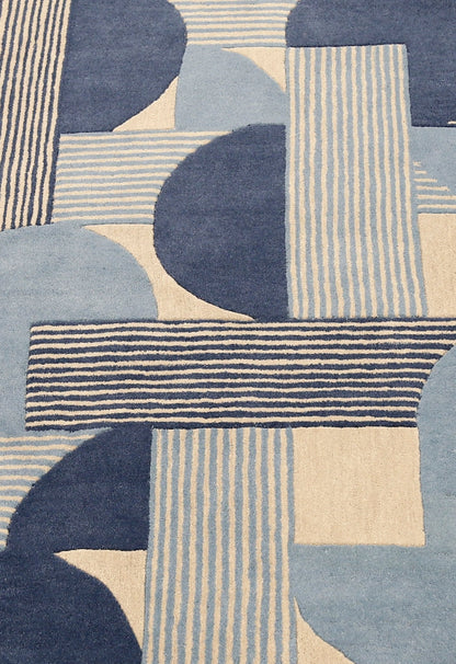 Beige And Gray Modern Stripes Hand Tufted 4x6 Wool Rug