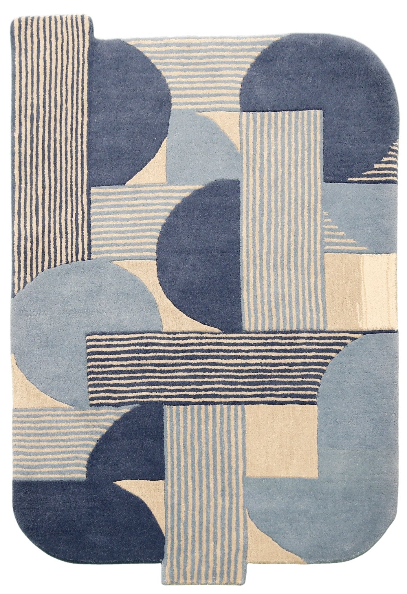 Beige And Gray Modern Stripes Hand Tufted 4x6 Wool Rug