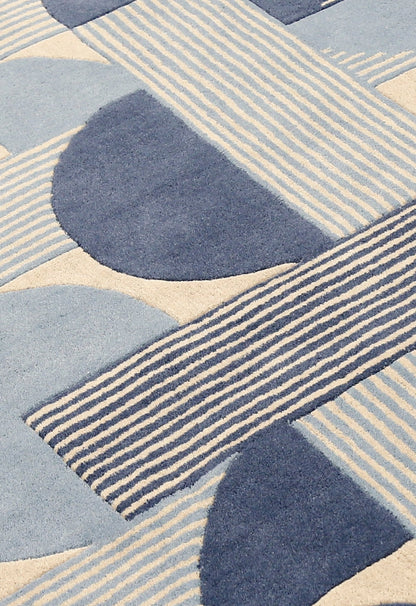 Beige And Gray Modern Stripes Hand Tufted 4x6 Wool Rug