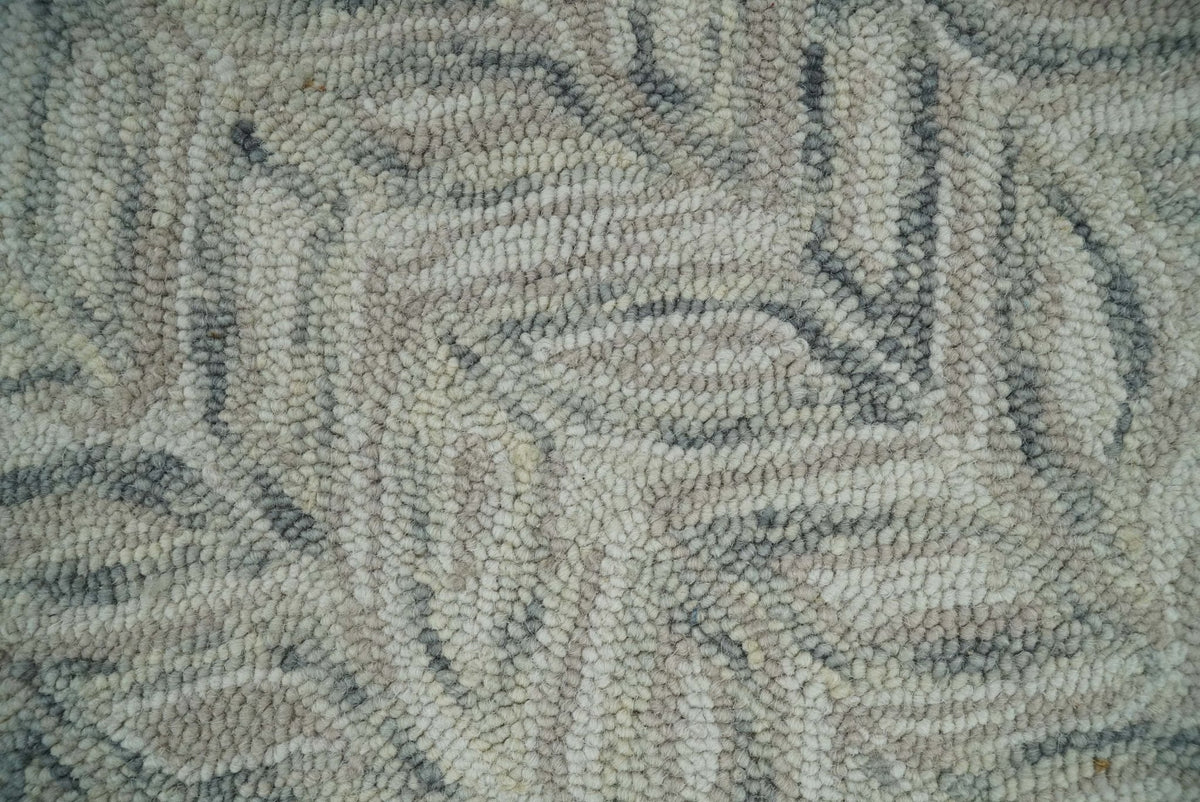 Custom Made Modern Contemporary Beige And Gray Hand Tufted Wool Rug.