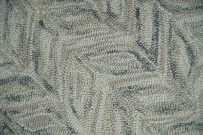 Custom Made Modern Contemporary Beige And Gray Hand Tufted Wool Rug.