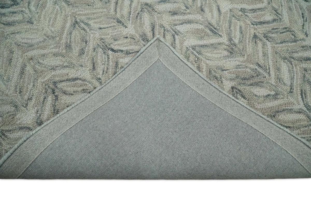 Custom Made Modern Contemporary Beige And Gray Hand Tufted Wool Rug.