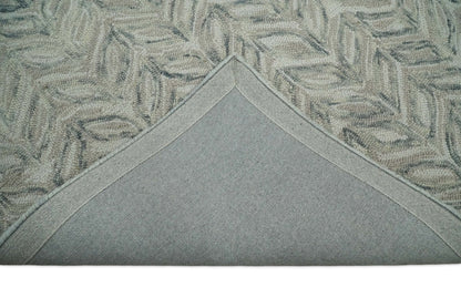 Custom Made Modern Contemporary Beige And Gray Hand Tufted Wool Rug.