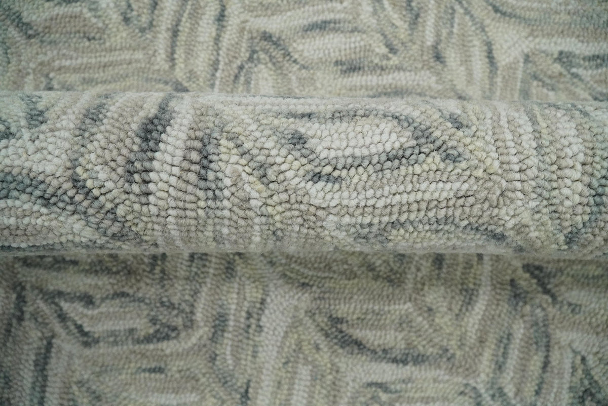 Custom Made Modern Contemporary Beige And Gray Hand Tufted Wool Rug.