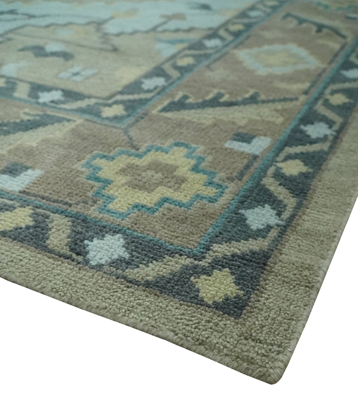 Beige, Brown and Silver Hand Knotted Traditional Multi size wool Area Rug.