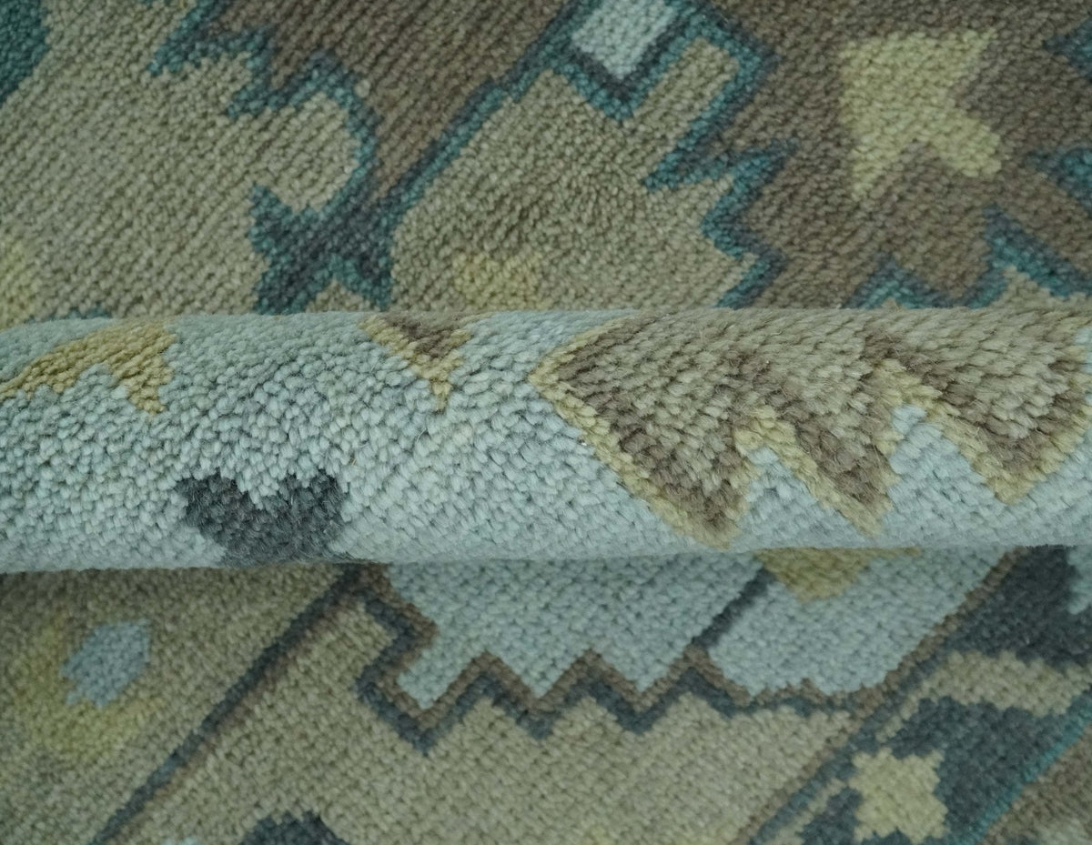 Beige, Brown and Silver Hand Knotted Traditional Multi size wool Area Rug.
