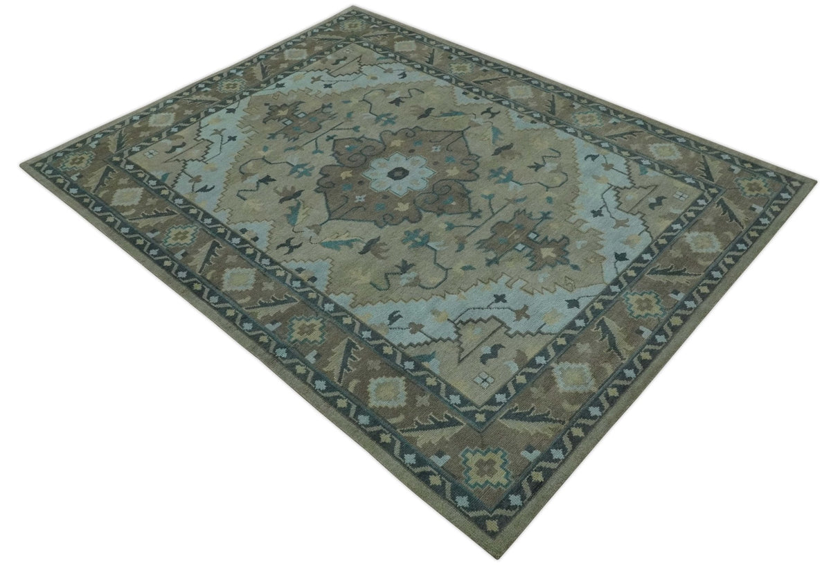 Beige, Brown and Silver Hand Knotted Traditional Multi size wool Area Rug.