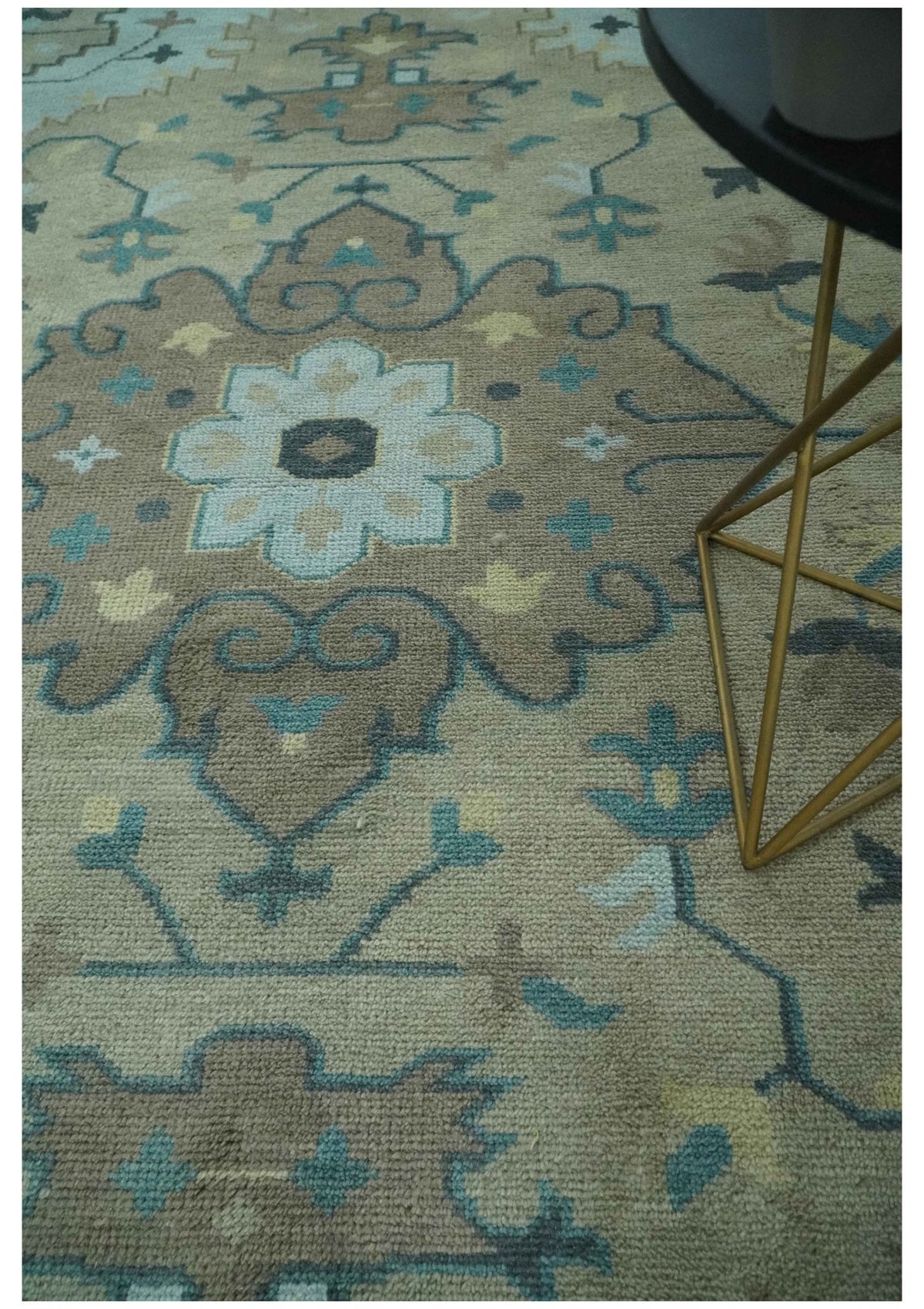 Beige, Brown and Silver Hand Knotted Traditional Multi size wool Area Rug.