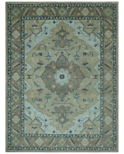 Beige, Brown and Silver Hand Knotted Traditional Multi size wool Area Rug.
