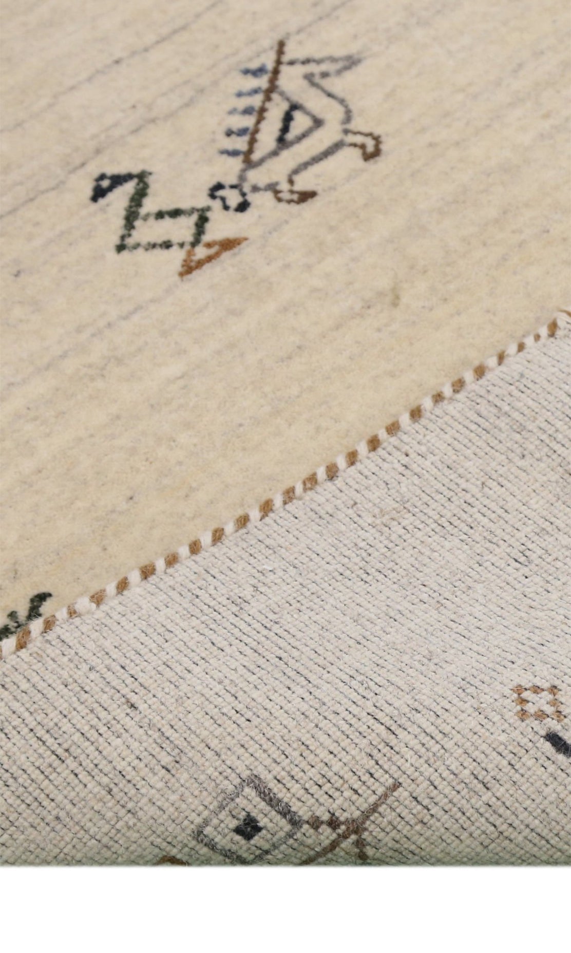 Beige Center Medallion Design Hand Loomed Wool Area Rug.