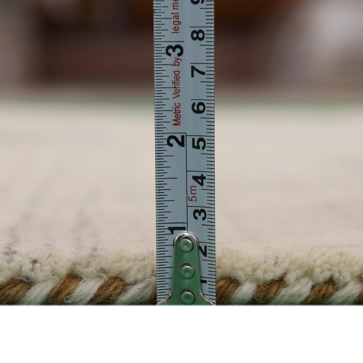 Beige Center Medallion Design Hand Loomed Wool Area Rug.