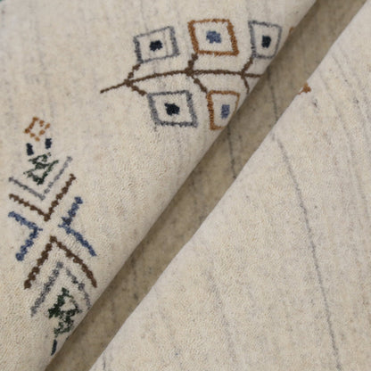 Beige Center Medallion Design Hand Loomed Wool Area Rug.