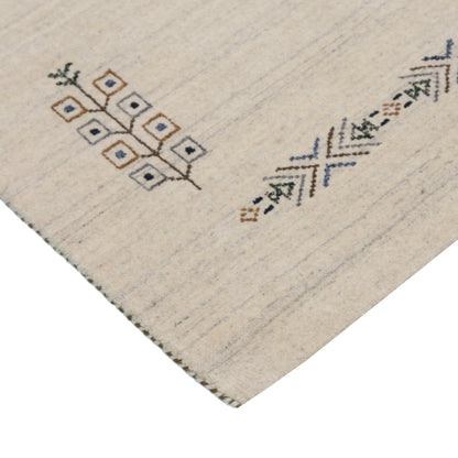 Beige Center Medallion Design Hand Loomed Wool Area Rug.