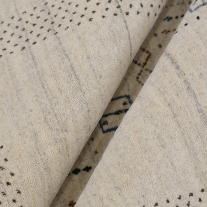 Beige Center Pattern Design Hand Loomed Wool Area Rug.