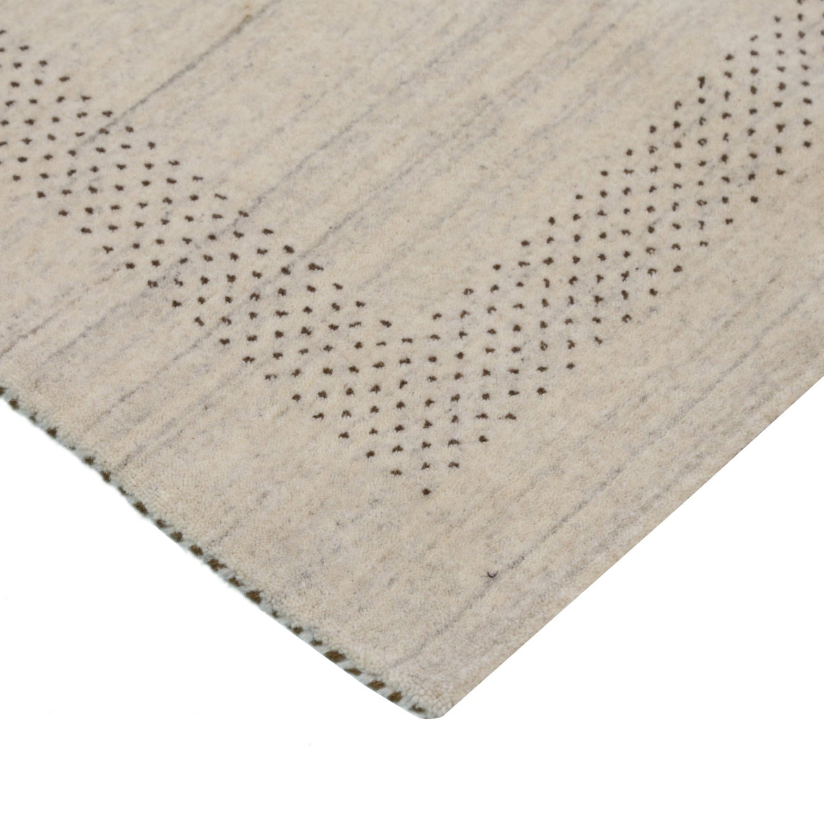 Beige Center Pattern Design Hand Loomed Wool Area Rug.