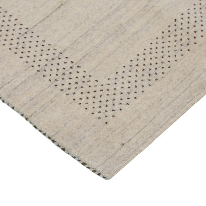 Beige Center Pattern Design Hand Loomed Wool Area Rug.