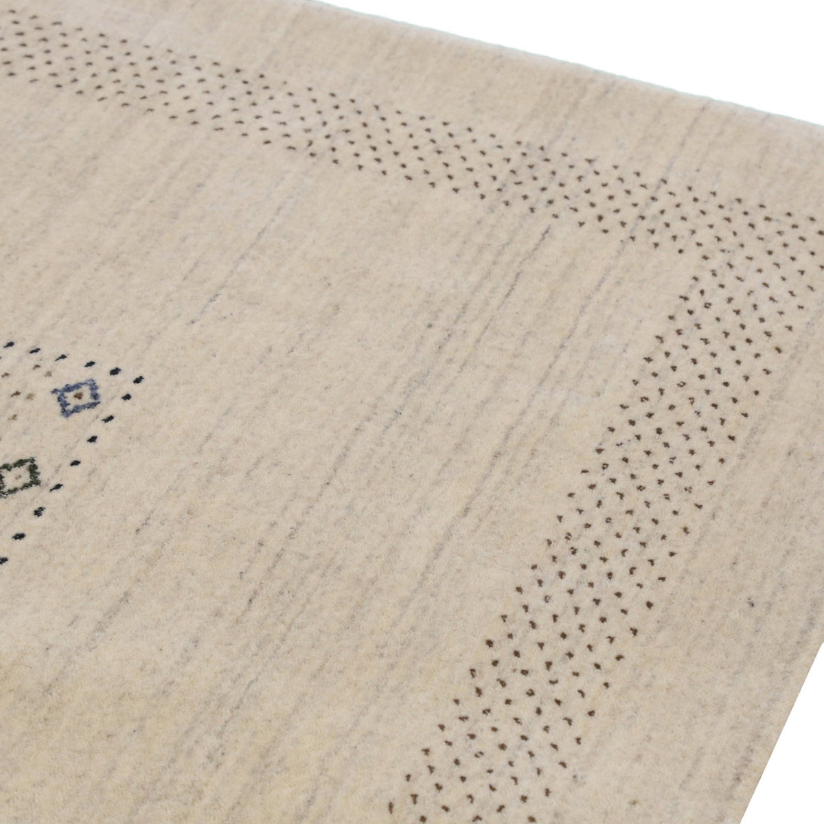 Beige Center Pattern Design Hand Loomed Wool Area Rug.
