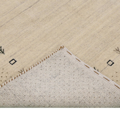 Beige Contemporary Gabbeh Border Design Hand Loomed Wool Rug.