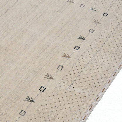 Beige Contemporary Gabbeh Border Design Hand Loomed Wool Rug.