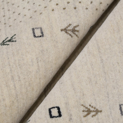 Beige Contemporary Gabbeh Border Design Hand Loomed Wool Rug.