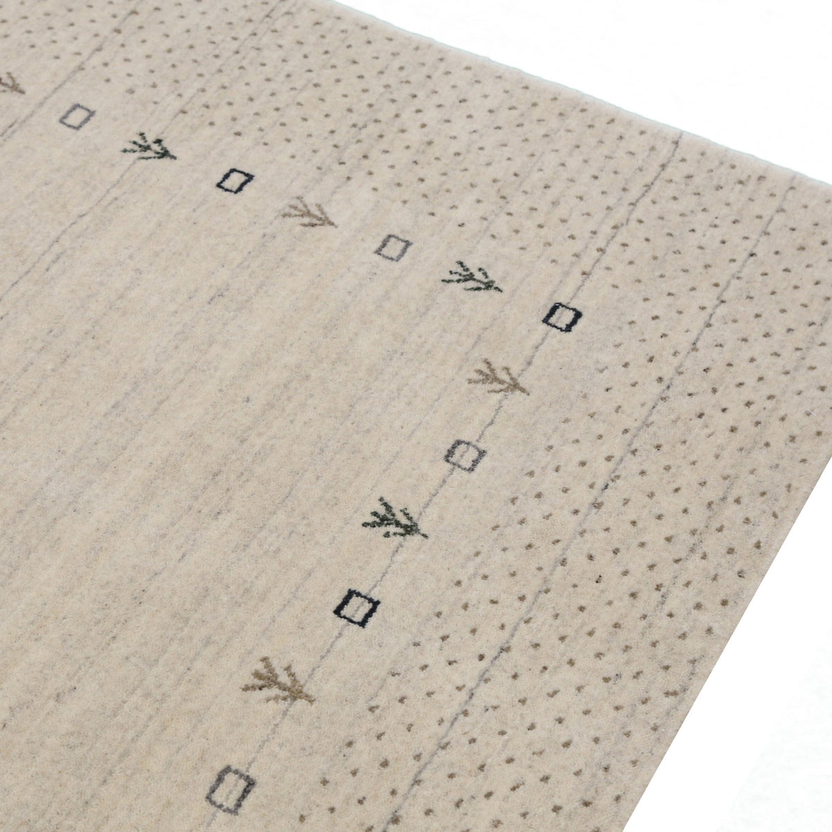 Beige Contemporary Gabbeh Border Design Hand Loomed Wool Rug.