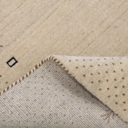 Beige Contemporary Gabbeh Border Design Hand Loomed Wool Rug.