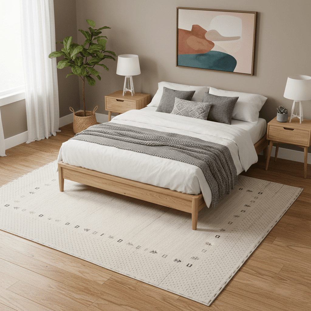 Beige Contemporary Gabbeh Border Design Hand Loomed Wool Rug.