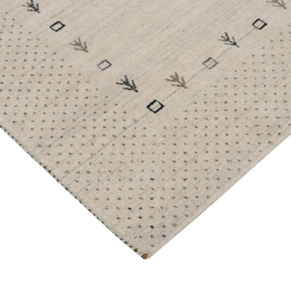 Beige Contemporary Gabbeh Border Design Hand Loomed Wool Rug.