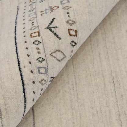 Beige Contemporary Pattern Hand Loomed Wool Area Rug.