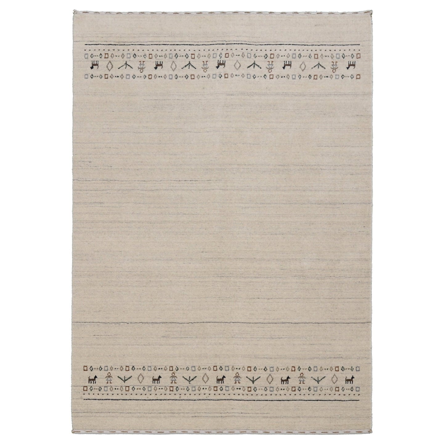Beige Contemporary Pattern Hand Loomed Wool Area Rug.