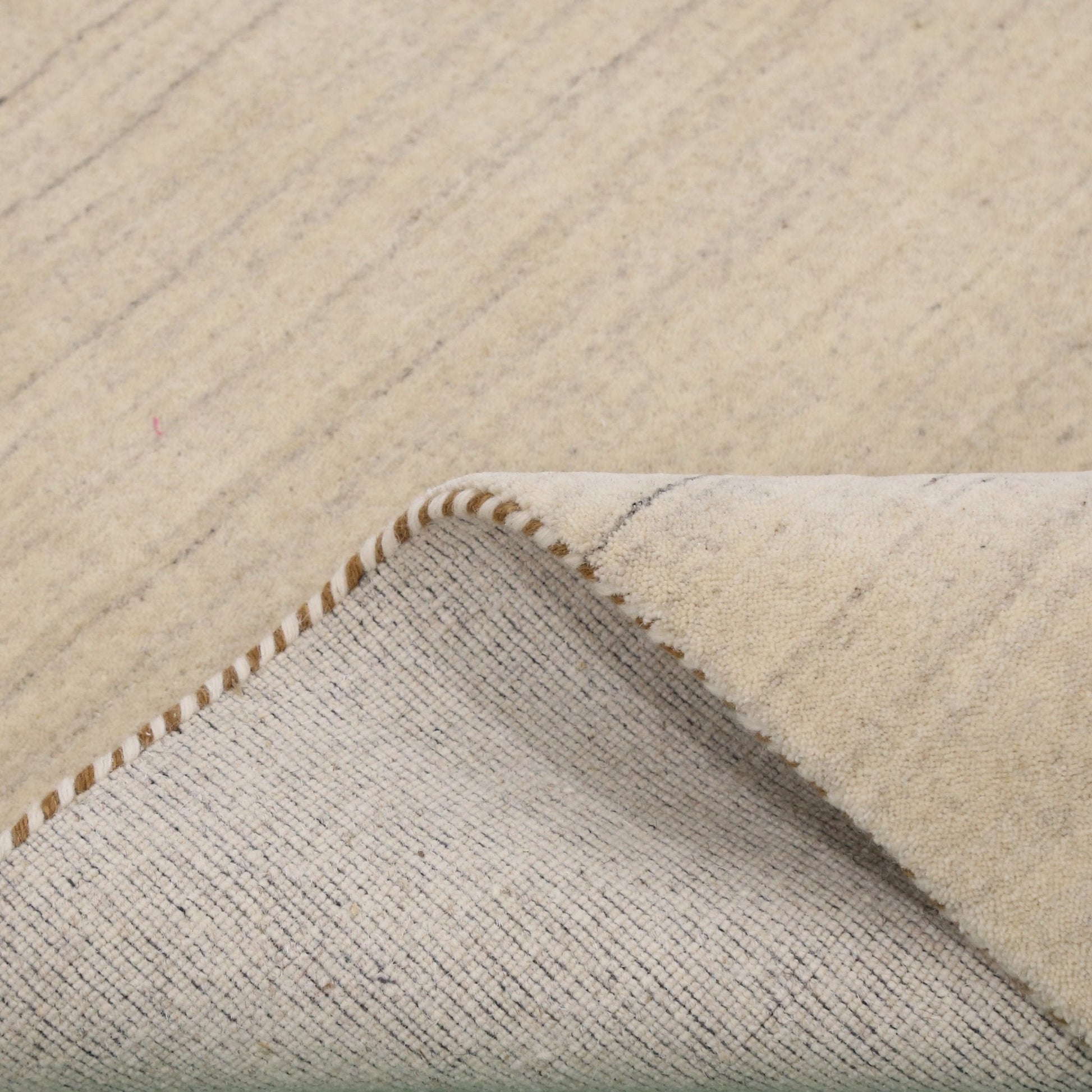 Beige Contemporary Pattern Hand Loomed Wool Area Rug.