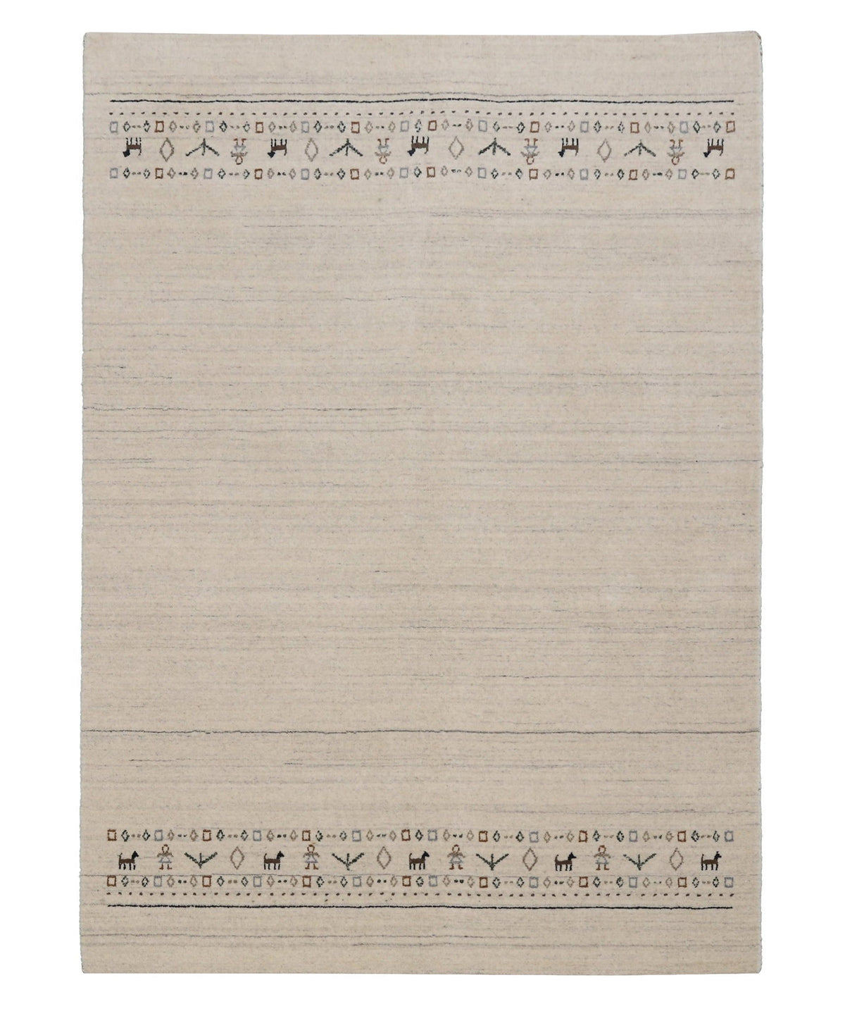Beige Contemporary Pattern Hand Loomed Wool Area Rug.