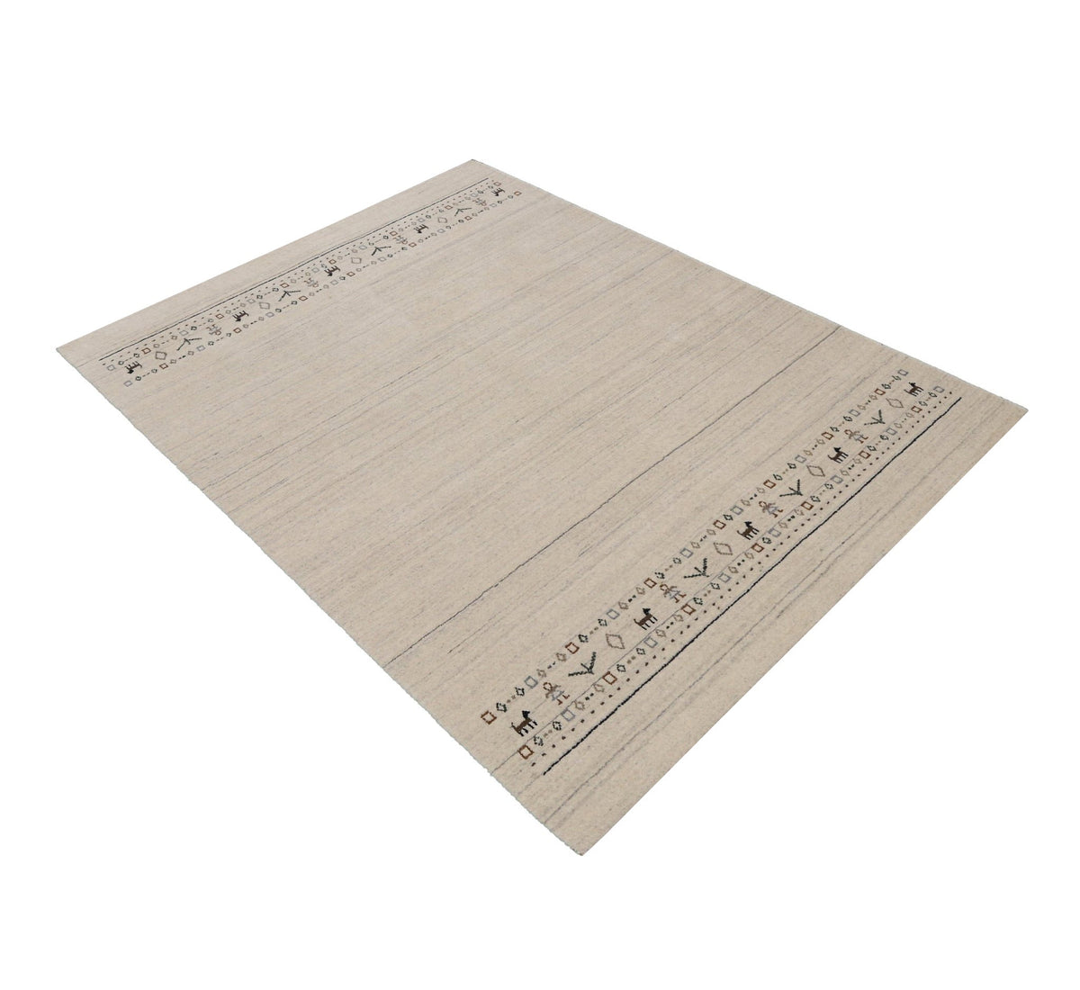 Beige Contemporary Pattern Hand Loomed Wool Area Rug.