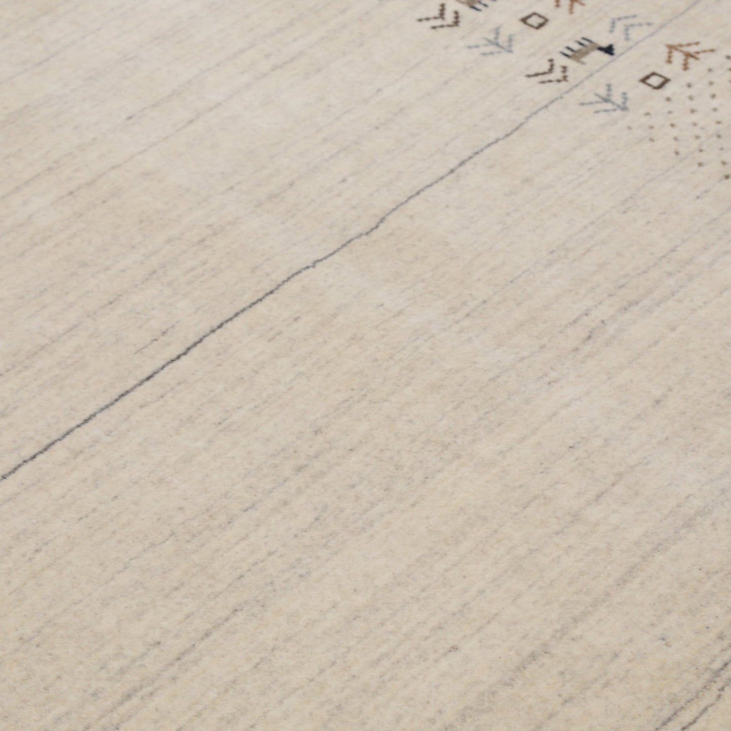 Beige Contemporary Solid Border Design Hand Loomed Wool Area Rug.
